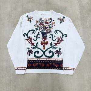 Knitmakers Vintage 90s Ornate Floral Pattern Knit Crewneck Sweater